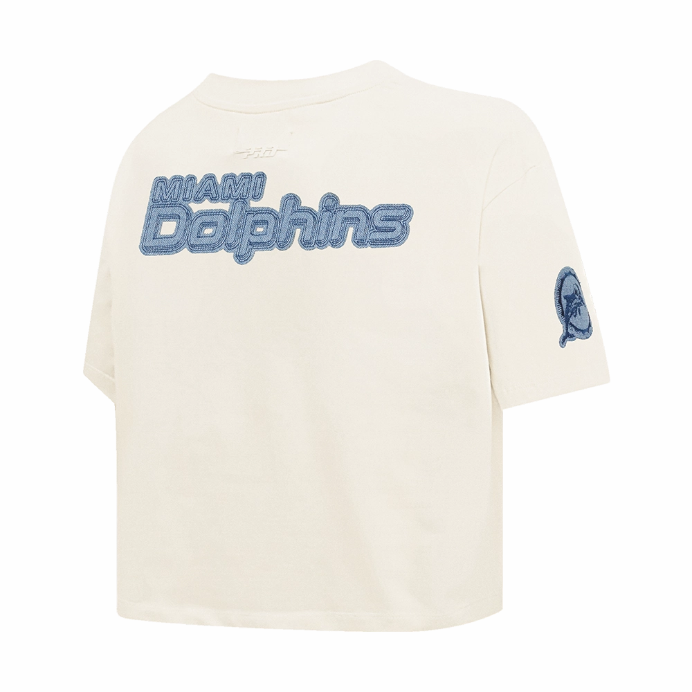 NFL MIAMI DOLPHINS VARSITY BLUES WOMEN'S BOXY TEE (LINEN)