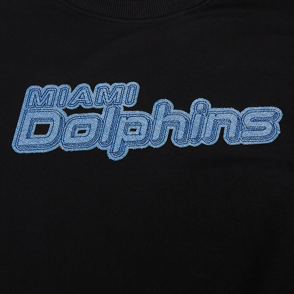 NFL MIAMI DOLPHINS VARSITY BLUES WOMEN'S CREWNECK (BLACK)