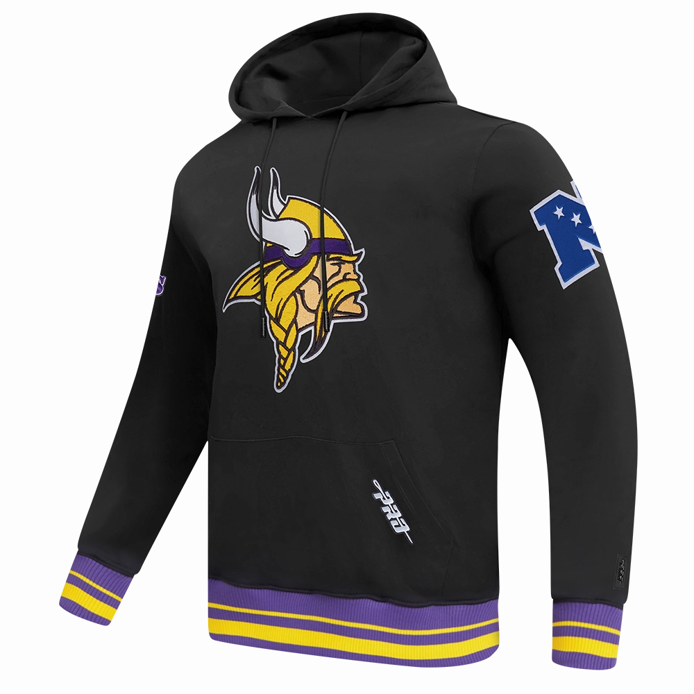 NFL MINNESOTA VIKINGS MASHUP MEN'S RIB PULLOVER HOODIE (BLACK/PURPLE)