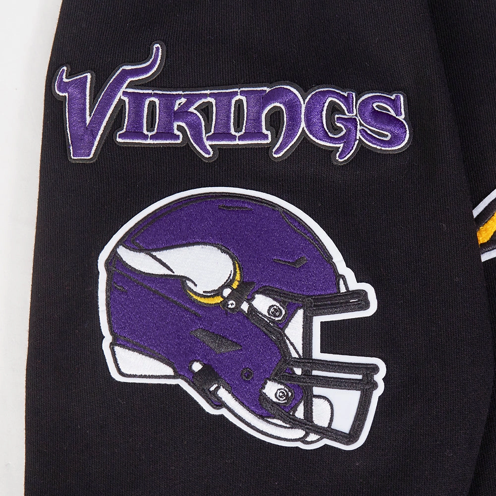 NFL MINNESOTA VIKINGS MASHUP MEN'S RIB PULLOVER HOODIE (BLACK/PURPLE)