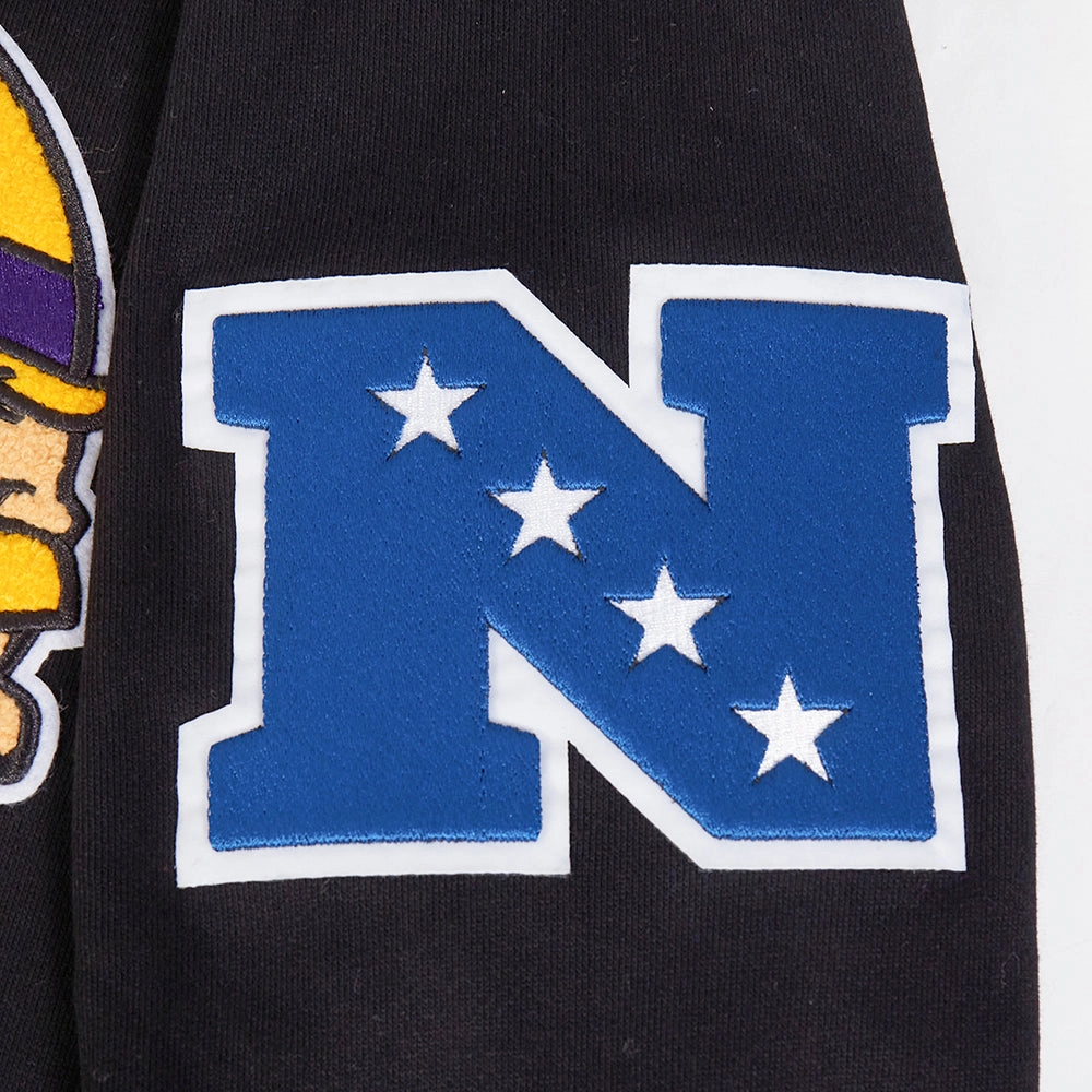 NFL MINNESOTA VIKINGS MASHUP MEN'S RIB PULLOVER HOODIE (BLACK/PURPLE)