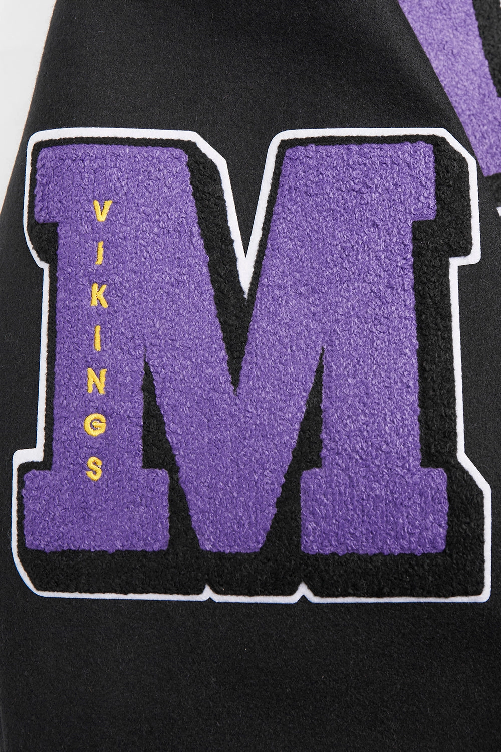 NFL MINNESOTA VIKINGS MASHUP MEN'S RIB WOOL VARSITY JACKET (BLACK/PURPLE)