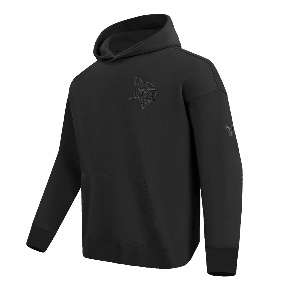NFL MINNESOTA VIKINGS NEUTRAL MEN'S DROP SHOULDER PULLOVER HOODIE (BLACK)