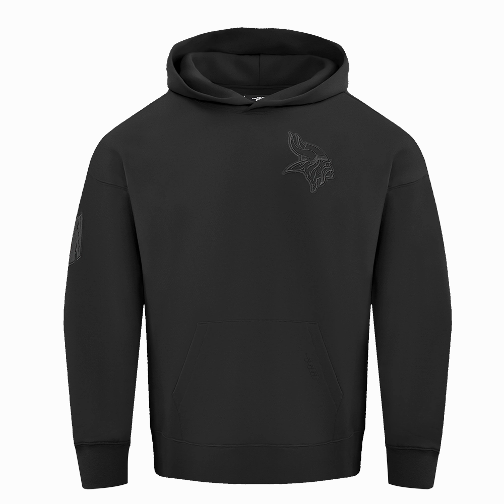 NFL MINNESOTA VIKINGS NEUTRAL MEN'S DROP SHOULDER PULLOVER HOODIE (BLACK)