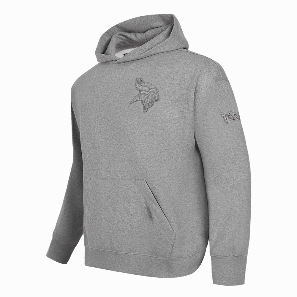 NFL MINNESOTA VIKINGS NEUTRAL MEN'S DROP SHOULDER PULLOVER HOODIE (DARK HEATHER GRAY)