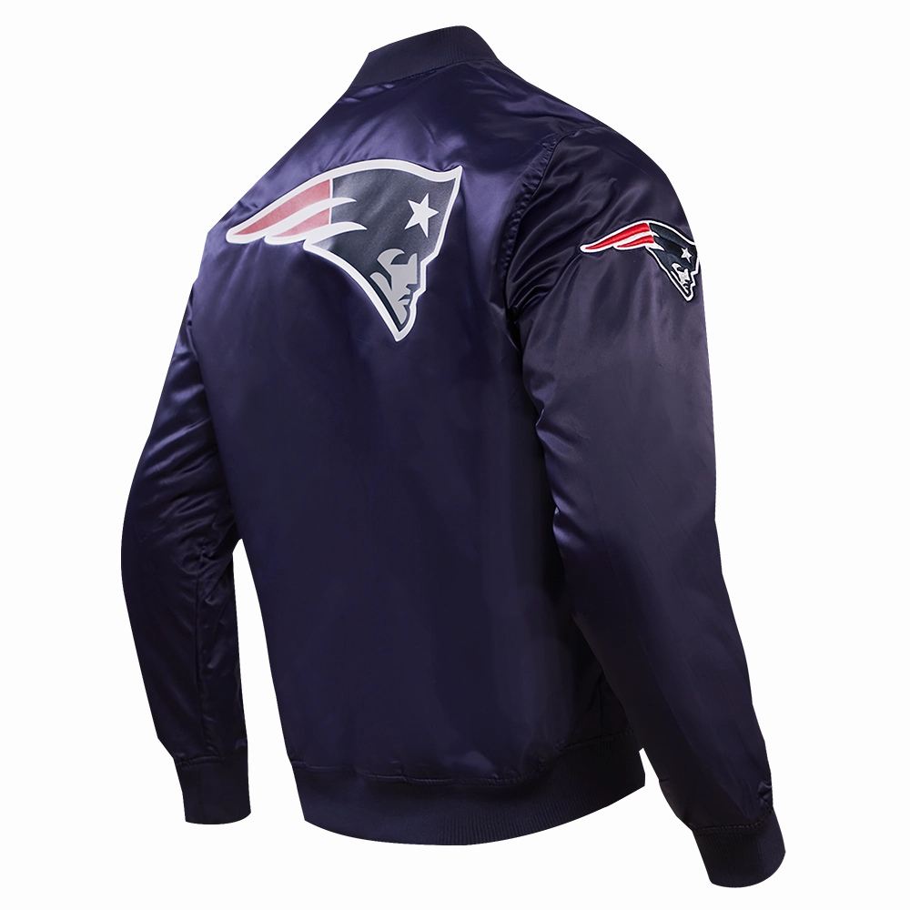 NFL NEW ENGLAND PATRIOTS BIG LOGO MEN'S SATIN JACKET (MIDNIGHT NAVY)
