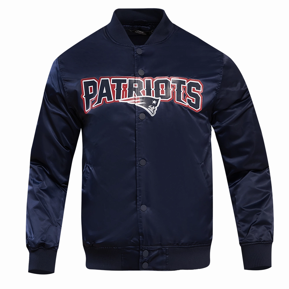 NFL NEW ENGLAND PATRIOTS BIG LOGO MEN'S SATIN JACKET (MIDNIGHT NAVY)