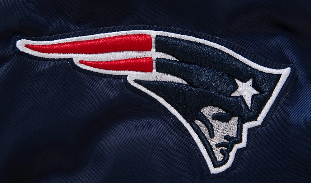 NFL NEW ENGLAND PATRIOTS BIG LOGO MEN'S SATIN JACKET (MIDNIGHT NAVY)