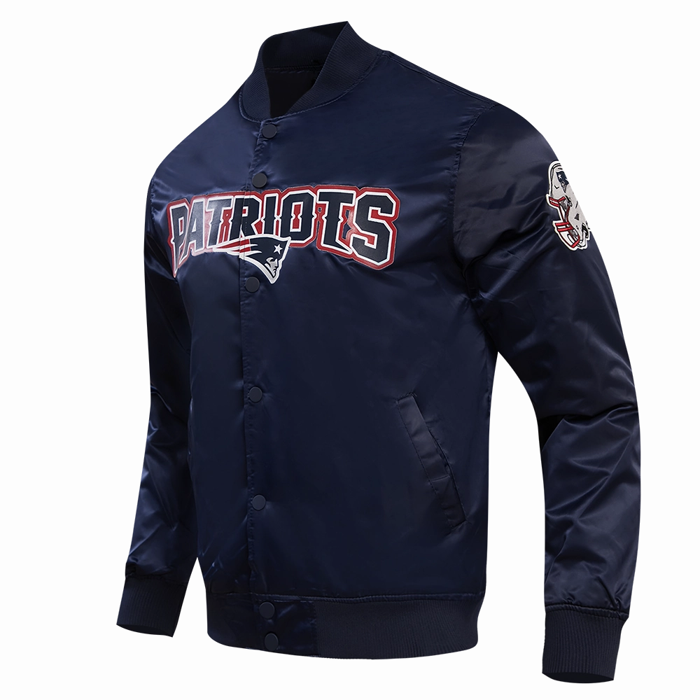 NFL NEW ENGLAND PATRIOTS BIG LOGO MEN'S SATIN JACKET (MIDNIGHT NAVY)