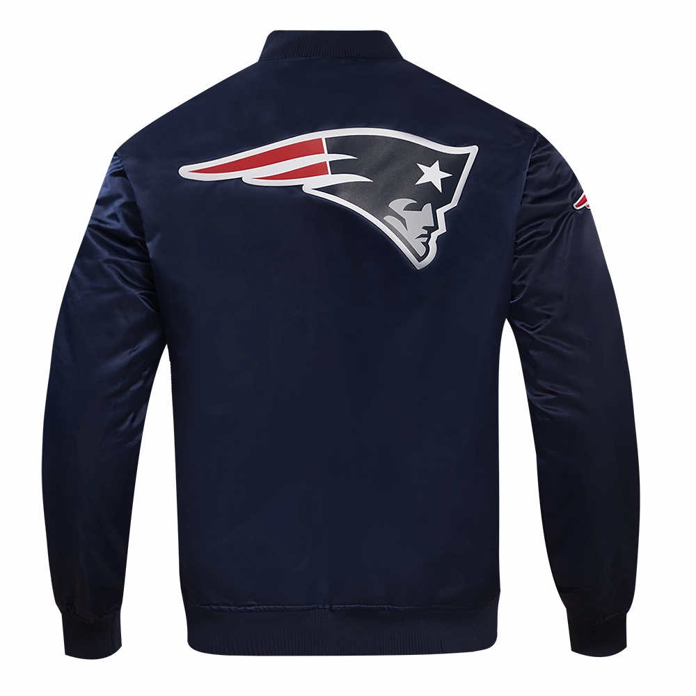 NFL NEW ENGLAND PATRIOTS BIG LOGO MEN'S SATIN JACKET (MIDNIGHT NAVY)