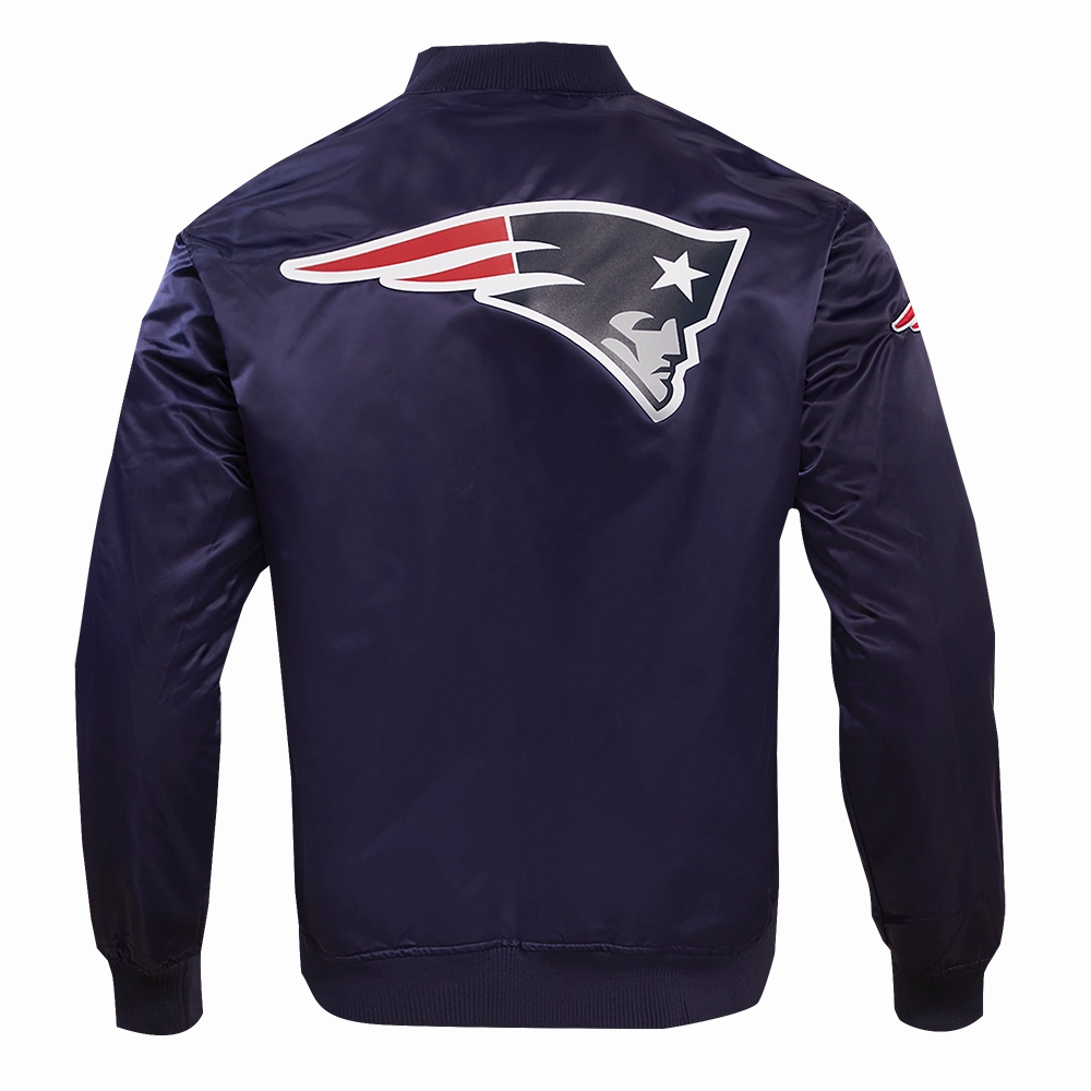NFL NEW ENGLAND PATRIOTS BIG LOGO MEN'S SATIN JACKET (MIDNIGHT NAVY)