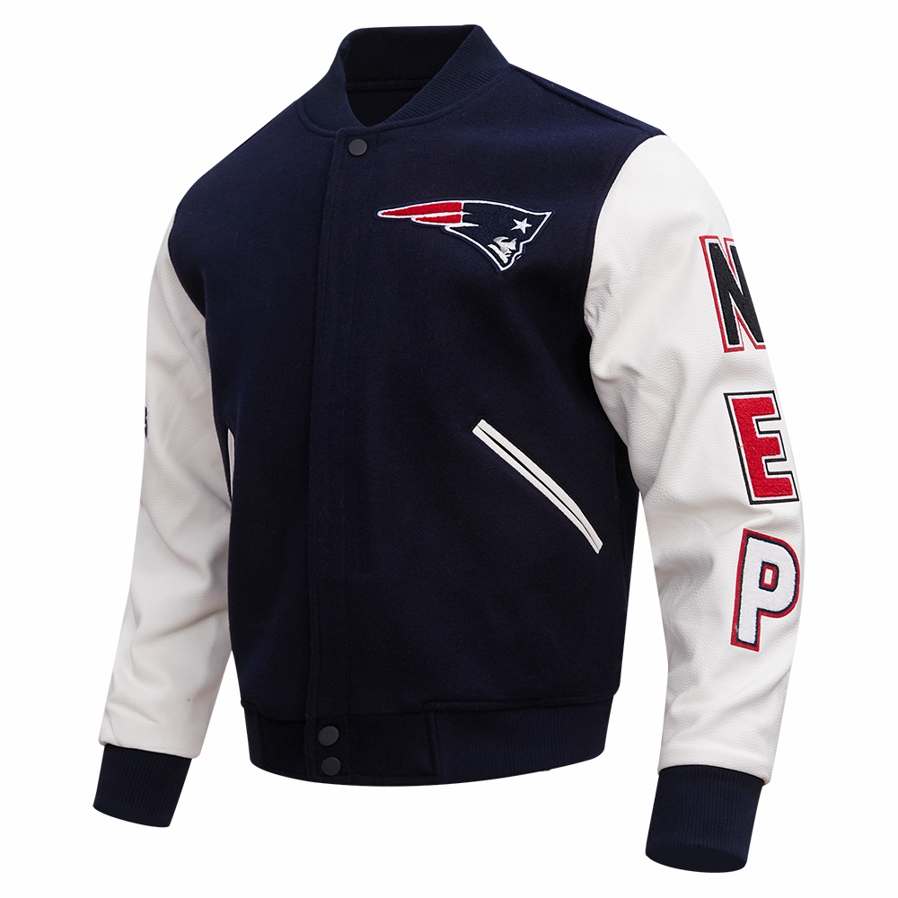 NFL NEW ENGLAND PATRIOTS CLASSIC WOOL MEN'S VARSITY JACKET (MIDNIGHT NAVY/WHITE)