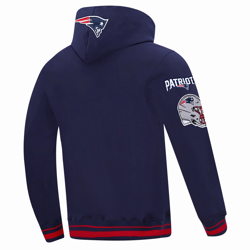 NFL NEW ENGLAND PATRIOTS MASHUP MEN'S RIB PULLOVER HOODIE (MIDNIGHT NAVY/RED/MIDNIGHT NAVY)