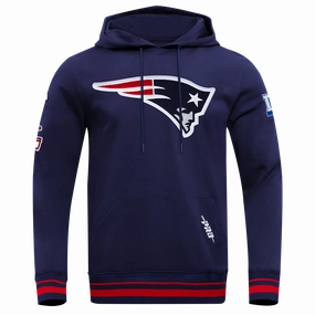 NFL NEW ENGLAND PATRIOTS MASHUP MEN'S RIB PULLOVER HOODIE (MIDNIGHT NAVY/RED/MIDNIGHT NAVY)