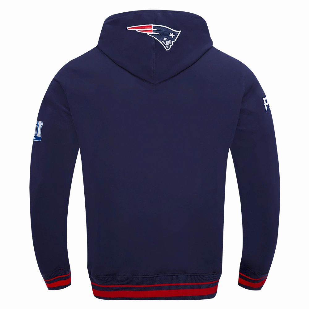NFL NEW ENGLAND PATRIOTS MASHUP MEN'S RIB PULLOVER HOODIE (MIDNIGHT NAVY/RED/MIDNIGHT NAVY)