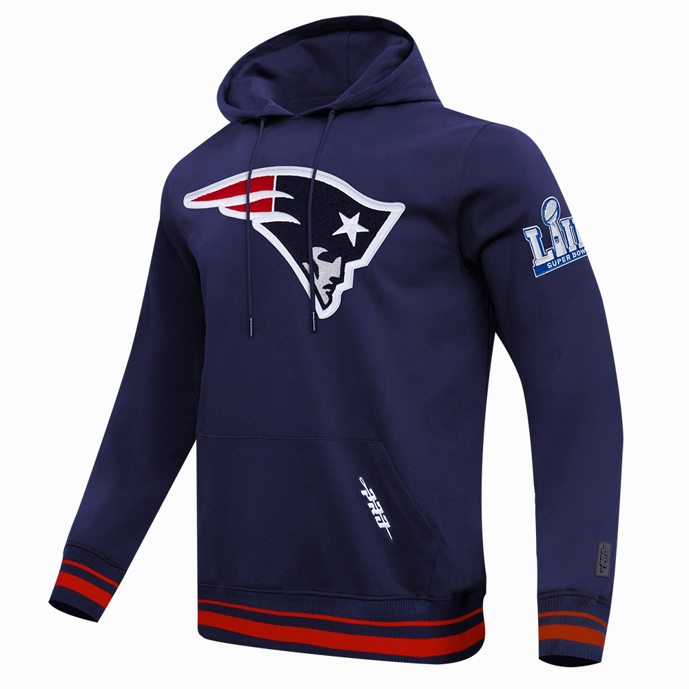 NFL NEW ENGLAND PATRIOTS MASHUP MEN'S RIB PULLOVER HOODIE (MIDNIGHT NAVY/RED/MIDNIGHT NAVY)