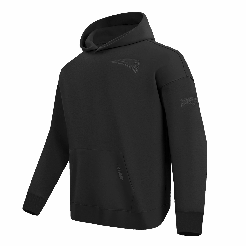 NFL NEW ENGLAND PATRIOTS NEUTRAL MEN'S DROP SHOULDER FLEECE PULLOVER HOODIE (BLACK)