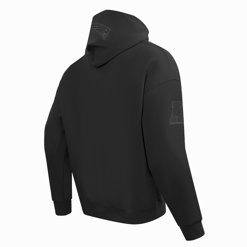 NFL NEW ENGLAND PATRIOTS NEUTRAL MEN'S DROP SHOULDER FLEECE PULLOVER HOODIE (BLACK)