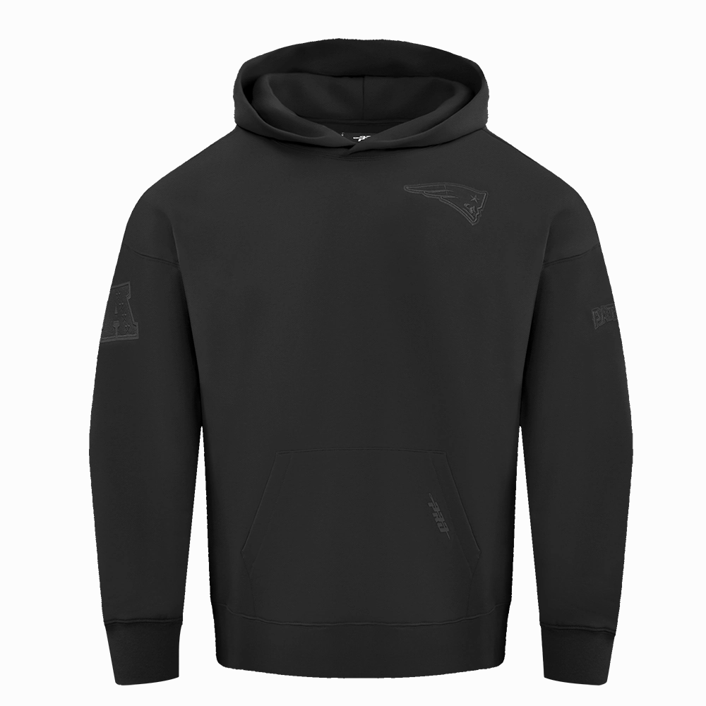 NFL NEW ENGLAND PATRIOTS NEUTRAL MEN'S DROP SHOULDER FLEECE PULLOVER HOODIE (BLACK)