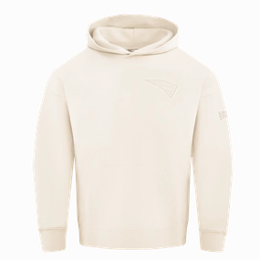 NFL NEW ENGLAND PATRIOTS NEUTRAL MEN'S DROP SHOULDER FLEECE PULLOVER HOODIE (EGGSHELL)