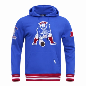 NFL NEW ENGLAND PATRIOTS RETRO CLASSIC MEN'S PULLOVER HOODIE (ROYAL BLUE/RED)