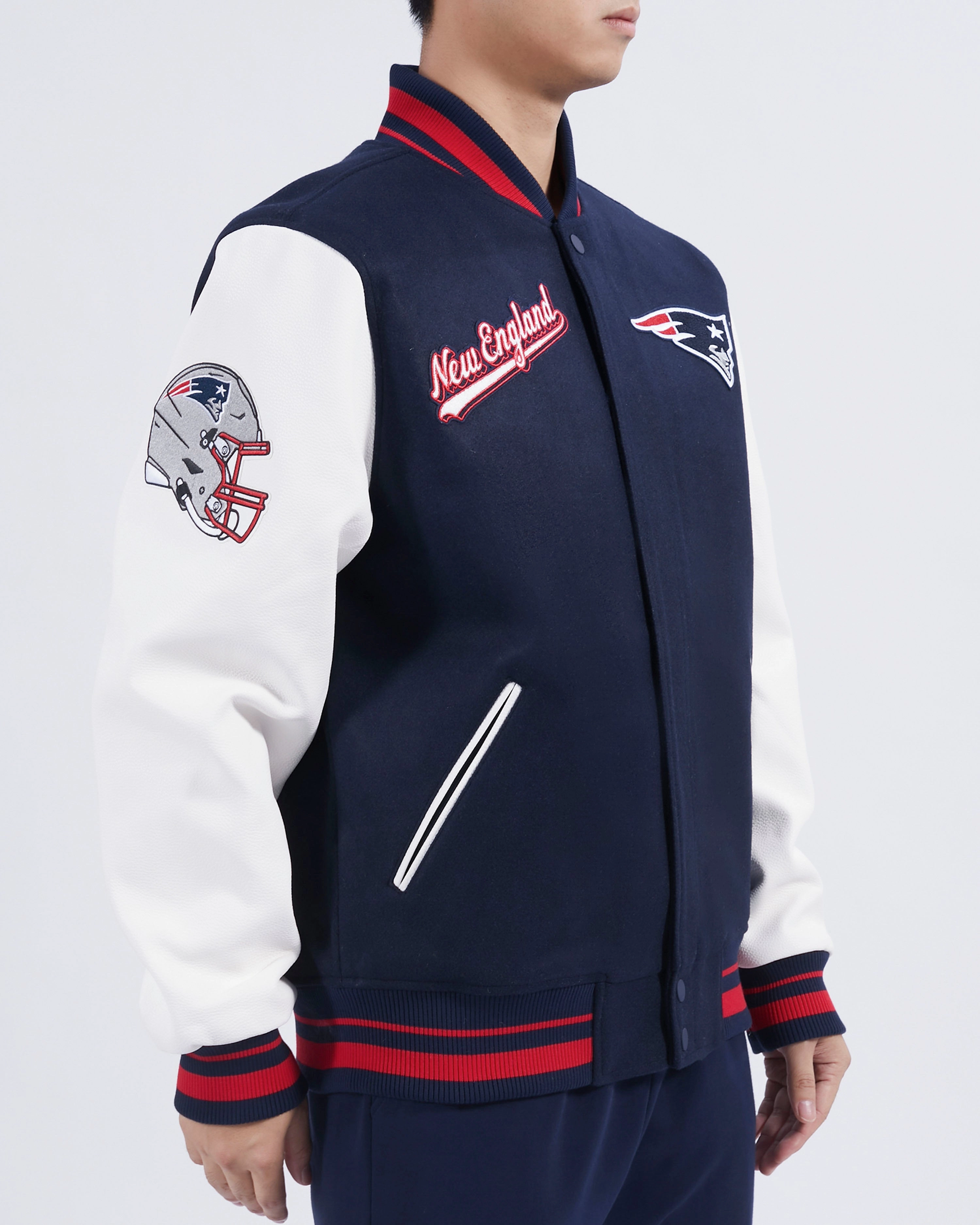 NFL NEW ENGLAND PATRIOTS SCRIPT TAIL MEN'S RIB WOOL VARSITY (MIDNIGHT NAVY/RED/MIDNIGHT NAVY)