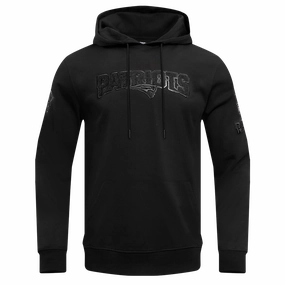 NFL NEW ENGLAND PATRIOTS TRIPLE BLACK MEN'S DOUBLE KNIT PULLOVER HOODIE (TRIPLE BLACK MEN'S)