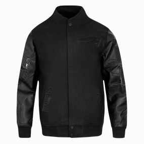 NFL NEW ENGLAND PATRIOTS TRIPLE BLACK MEN'S WOOL VARSITY JACKET (TRIPLE BLACK MEN'S)