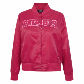 NFL NEW ENGLAND PATRIOTS TRIPLE PINK WOMEN'S SATIN JACKET (BEETROOT PURPLE)