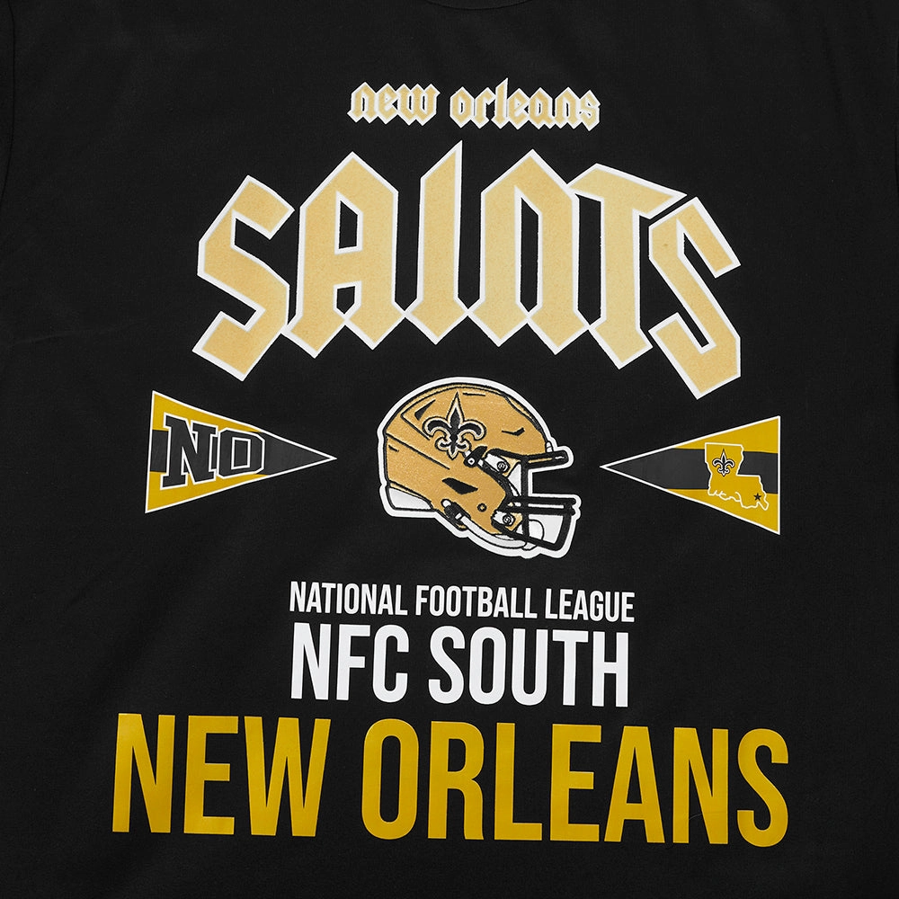 NFL NEW ORLEANS SAINTS CITY TOUR COTTON JERSEY MEN'S DROP SHOULDER TEE (BLACK)