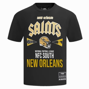 NFL NEW ORLEANS SAINTS CITY TOUR COTTON JERSEY MEN'S DROP SHOULDER TEE (BLACK)