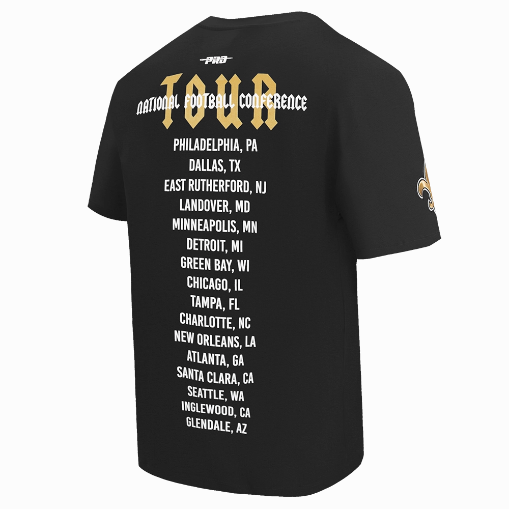 NFL NEW ORLEANS SAINTS CITY TOUR COTTON JERSEY MEN'S DROP SHOULDER TEE (BLACK)
