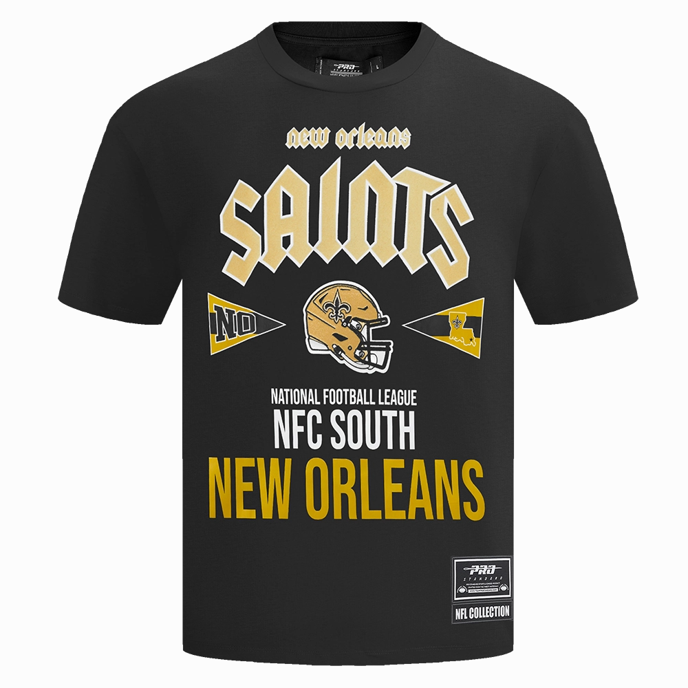 NFL NEW ORLEANS SAINTS CITY TOUR COTTON JERSEY MEN'S DROP SHOULDER TEE (BLACK)