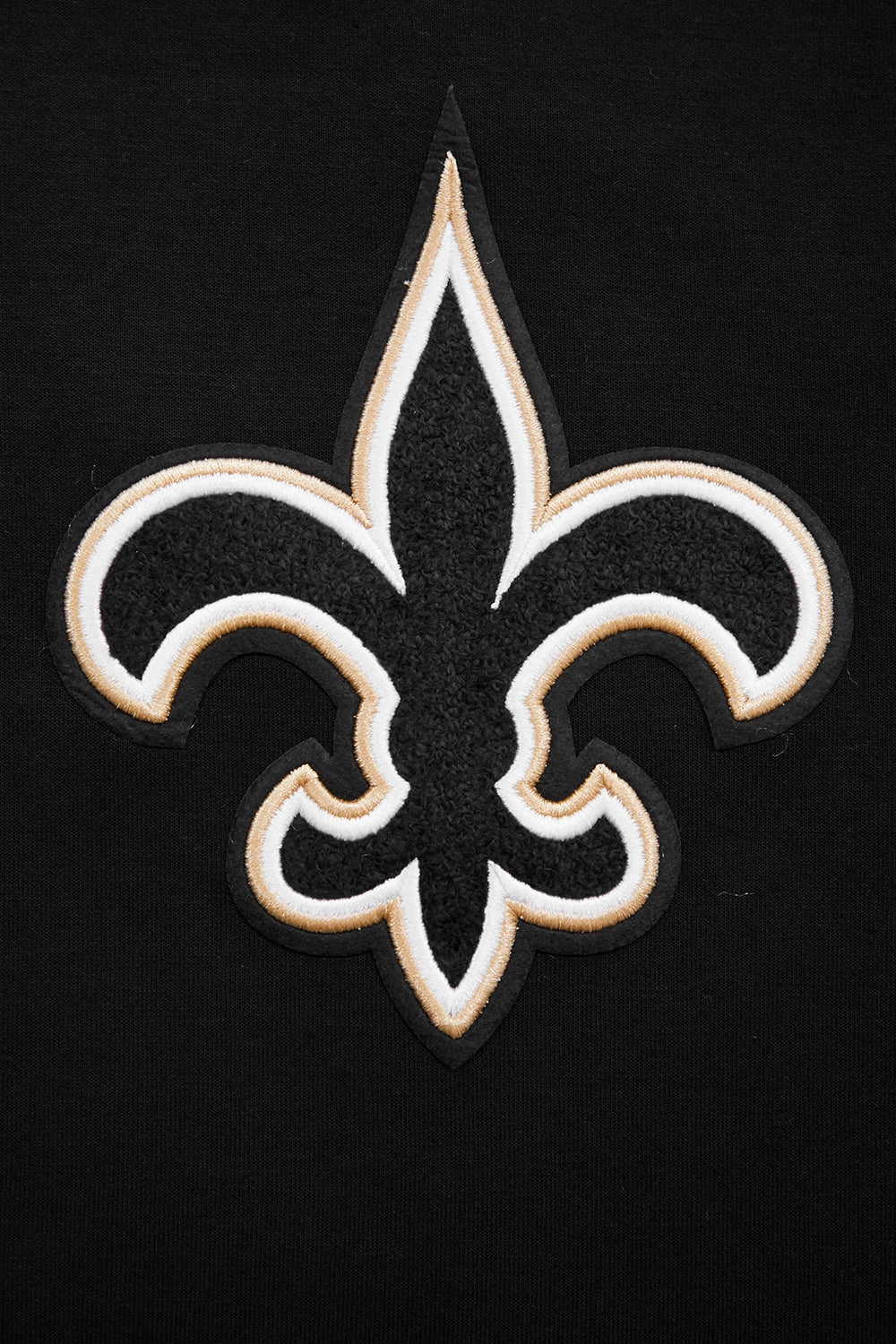 NFL NEW ORLEANS SAINTS CLASSIC CHENILLE MEN'S DOUBLE KNIT PULLOVER HOODIE (BLACK)