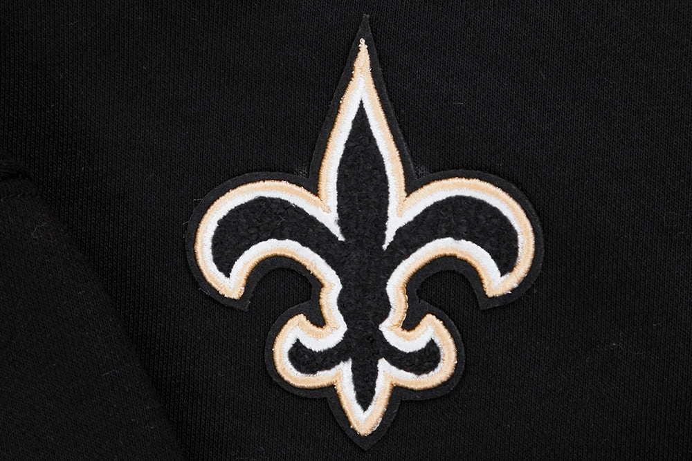 NFL NEW ORLEANS SAINTS CLASSIC WOMEN'S FLEECE CROPPED PULLOVER HOODIE (BLACK)