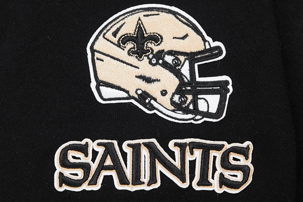 NFL NEW ORLEANS SAINTS CLASSIC WOMEN'S FLEECE CROPPED PULLOVER HOODIE (BLACK)