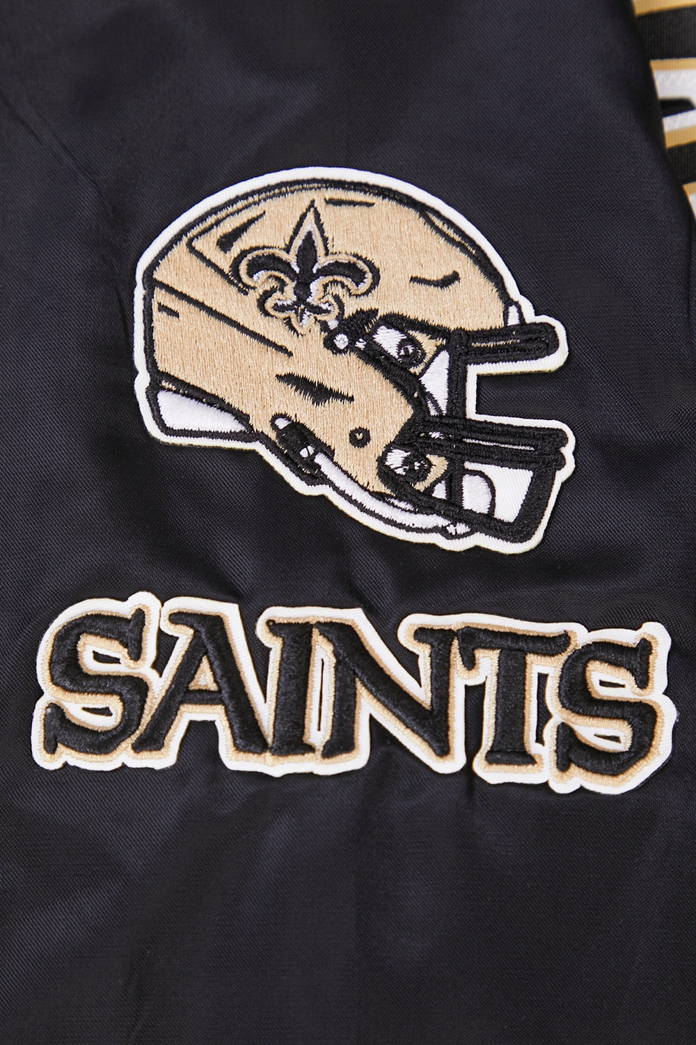 NFL NEW ORLEANS SAINTS CLASSIC WOMEN'S SATIN JACKET (BLACK/WHITE)