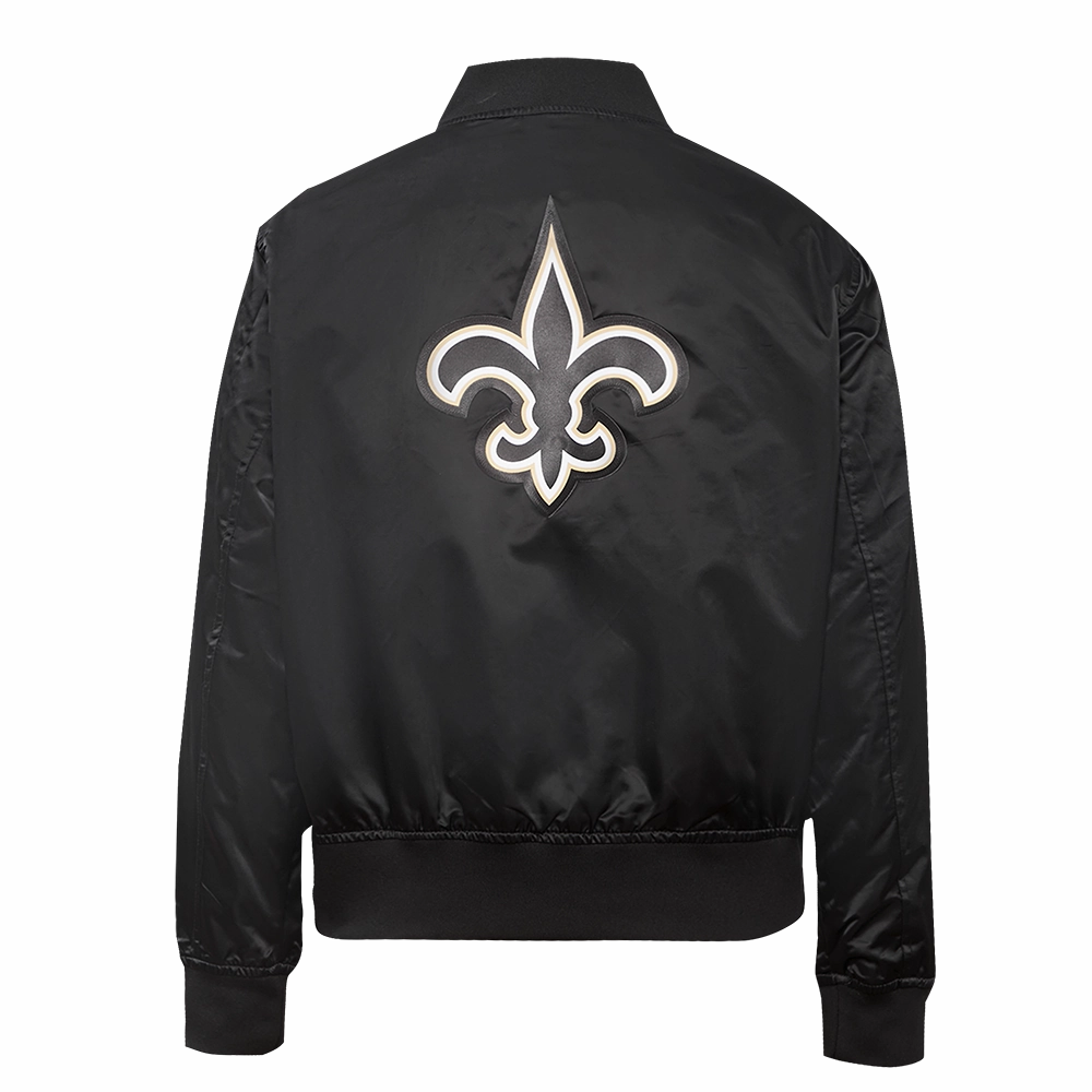 NFL NEW ORLEANS SAINTS CLASSIC WOMEN'S SATIN JACKET (BLACK/WHITE)