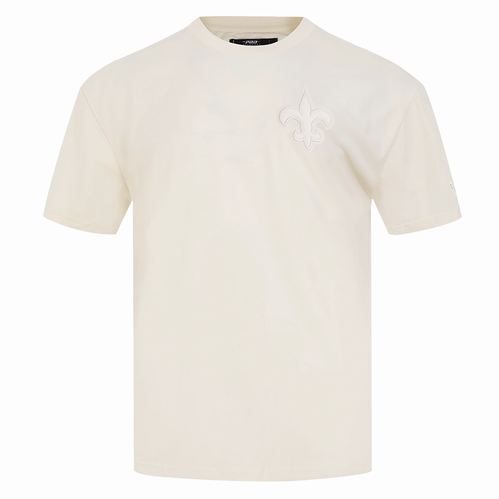 NFL NEW ORLEANS SAINTS NEUTRAL MEN'S COTTON JERSEY DROP SHOULDER TEE (EGGSHELL)