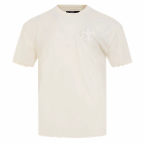 NFL NEW ORLEANS SAINTS NEUTRAL MEN'S COTTON JERSEY DROP SHOULDER TEE (EGGSHELL)