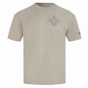 NFL NEW ORLEANS SAINTS NEUTRAL MEN'S COTTON JERSEY DROP SHOULDER TEE (TAUPE)