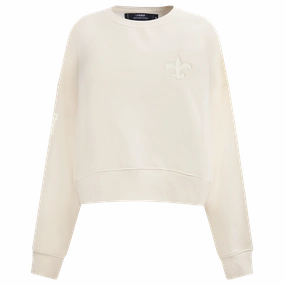 NFL NEW ORLEANS SAINTS NEUTRAL WOMEN'S FLEECE CREWNECK (EGGSHELL)