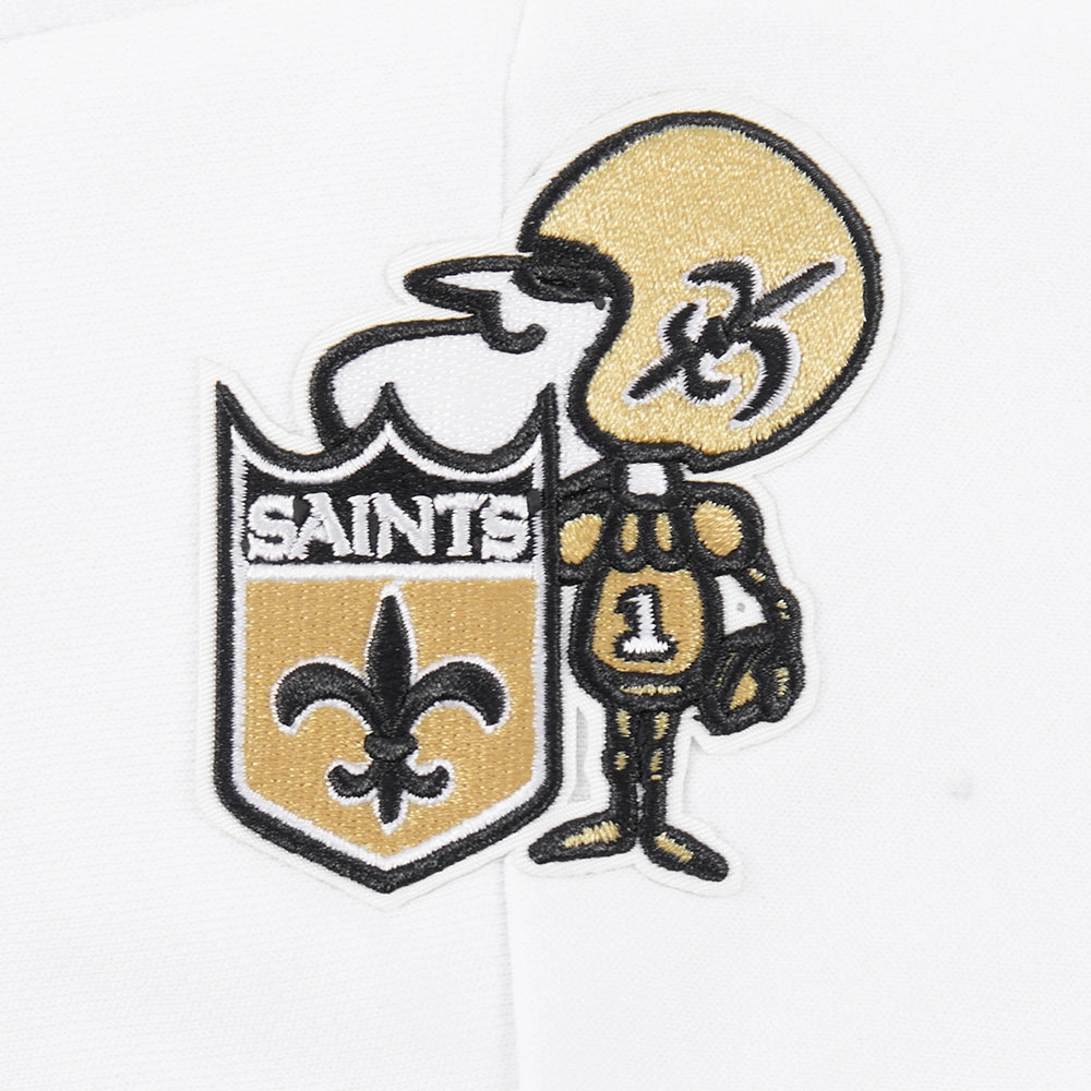 NFL NEW ORLEANS SAINTS RETRO CLASSIC WOMEN'S CROPPED PULLOVER HOODIE (WHITE/BLACK)