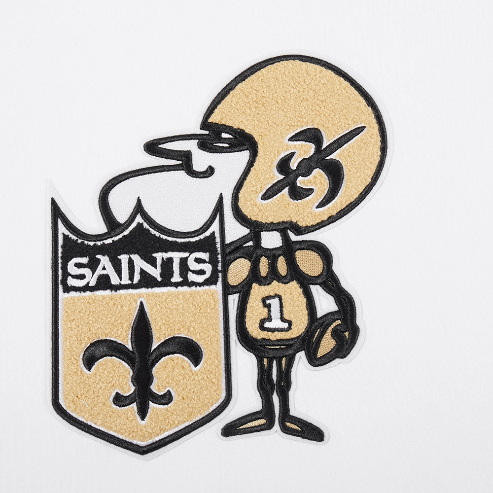 NFL NEW ORLEANS SAINTS RETRO CLASSIC WOMEN'S CROPPED PULLOVER HOODIE (WHITE/BLACK)