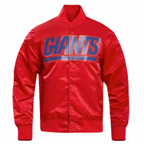 NFL NEW YORK GIANTS BIG LOGO MEN'S SATIN JACKET (RED)