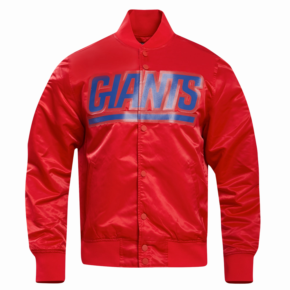 NFL NEW YORK GIANTS BIG LOGO MEN'S SATIN JACKET (RED)