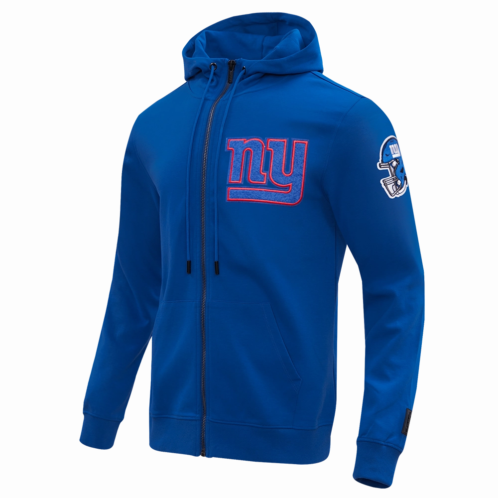 NFL NEW YORK GIANTS CLASSIC CHENILLE MEN'S FULL ZIP HOODIE  (DODGER BLUE)