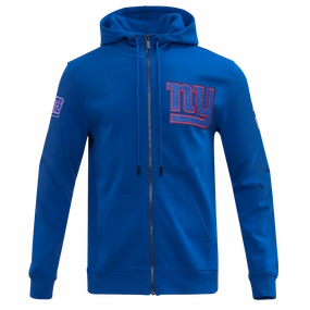 NFL NEW YORK GIANTS CLASSIC CHENILLE MEN'S FULL ZIP HOODIE  (DODGER BLUE)