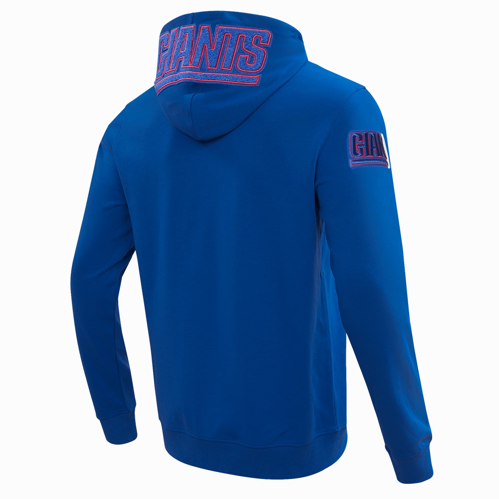 NFL NEW YORK GIANTS CLASSIC CHENILLE MEN'S FULL ZIP HOODIE  (DODGER BLUE)