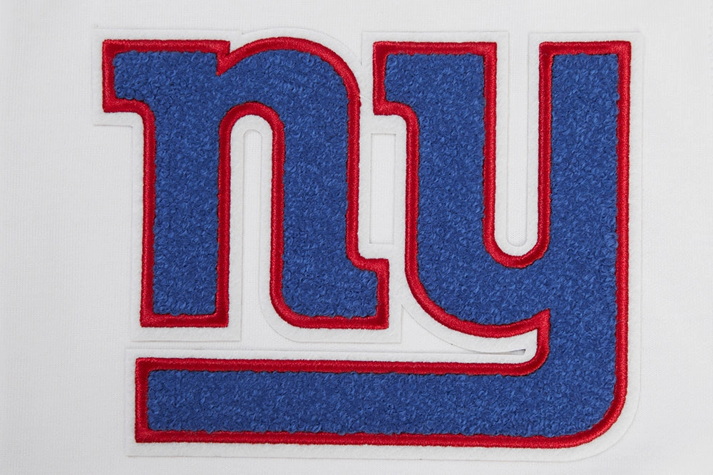NFL NEW YORK GIANTS CLASSIC CHENILLE MEN'S FULL ZIP HOODIE  (WHITE)